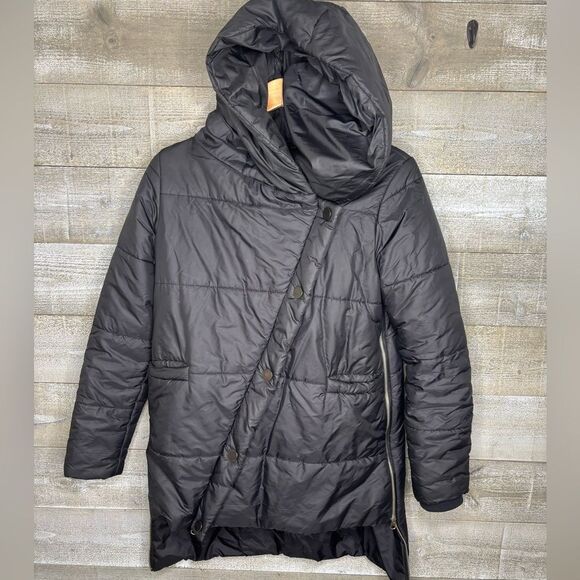 AAKASHA small Side Zippered Quilted Jacket $233 value asymmetrical avante garde - Picture 3 of 9